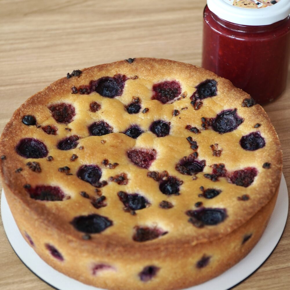 Cookie Cake frambuesas, blueberries y cheesecake.